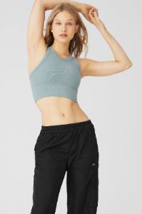 Seamless Delight High Neck Bra - Cosmic Grey sold by Alo Yoga
