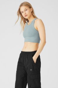 Seamless Delight High Neck Bra - Cosmic Grey sold by Alo Yoga