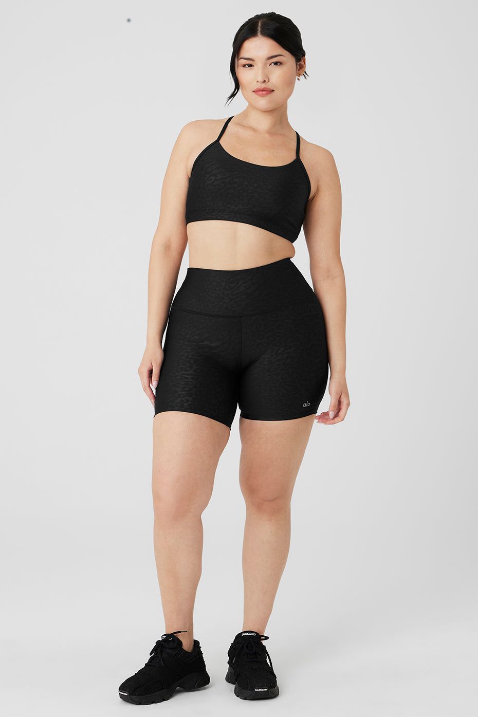 Airlift Leopard Debossed Intrigue Bra & 5" Airlift High-Waist Leopard Debossed Biker Short Set sold by Alo Yoga product image thumbnail 5