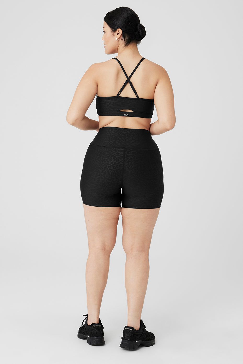 Airlift Leopard Debossed Intrigue Bra & 5" Airlift High-Waist Leopard Debossed Biker Short Set sold by Alo Yoga product image thumbnail 6