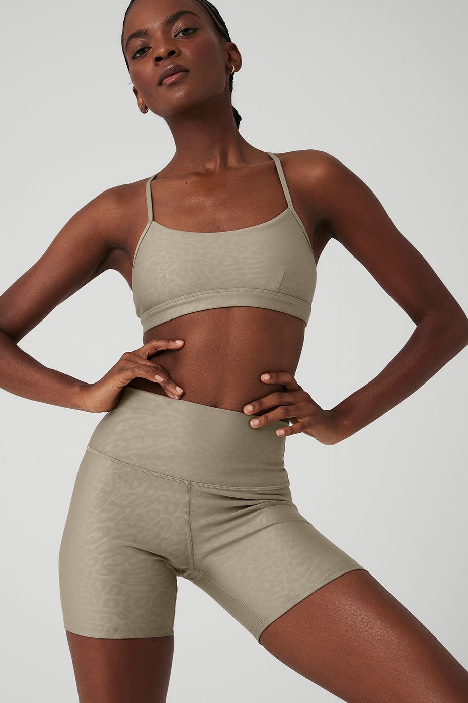 Airlift Leopard Debossed Intrigue Bra & 5" Airlift High-Waist Leopard Debossed Biker Short Set sold by Alo Yoga product image thumbnail 12