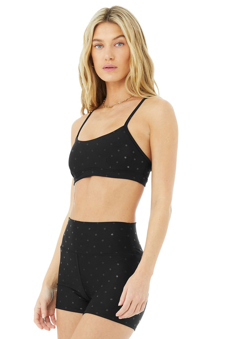 Airlift Intrigue Polka Dot Bra - Black/Black Shine sold by Alo Yoga product image thumbnail 2