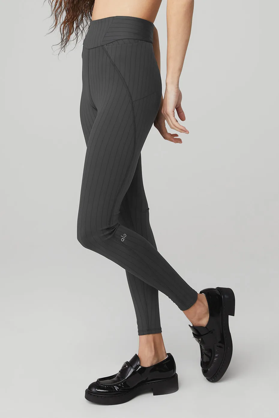 Pinstripe Jacquard Extreme High-Waist Legging - Anthracite/Black sold by Alo Yoga product image thumbnail 3
