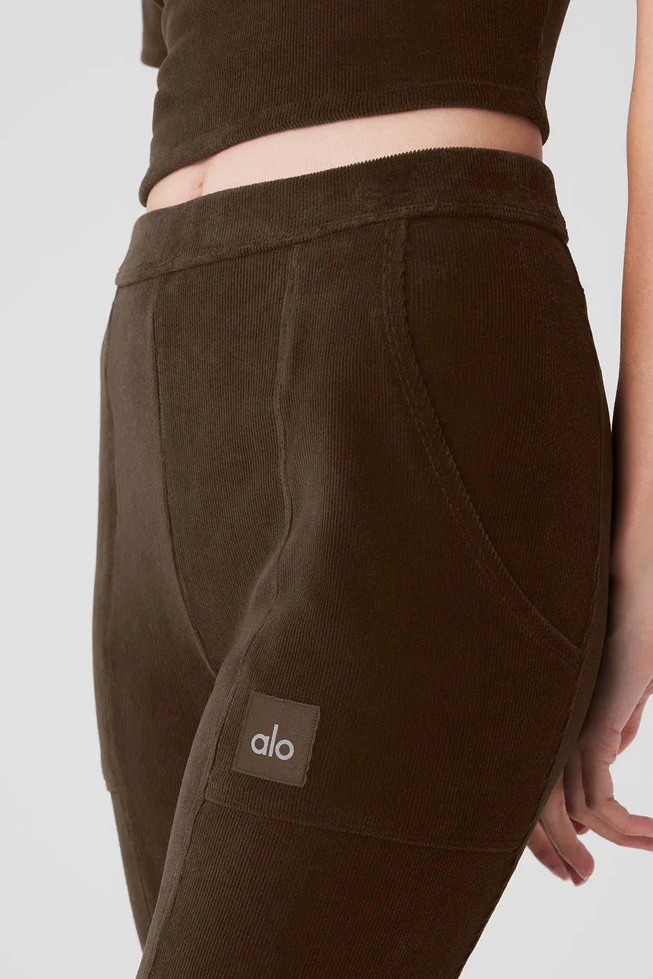 Micro Corduroy High-Waist Winter Break Flare Pant - Espresso sold by Alo Yoga product image thumbnail 4