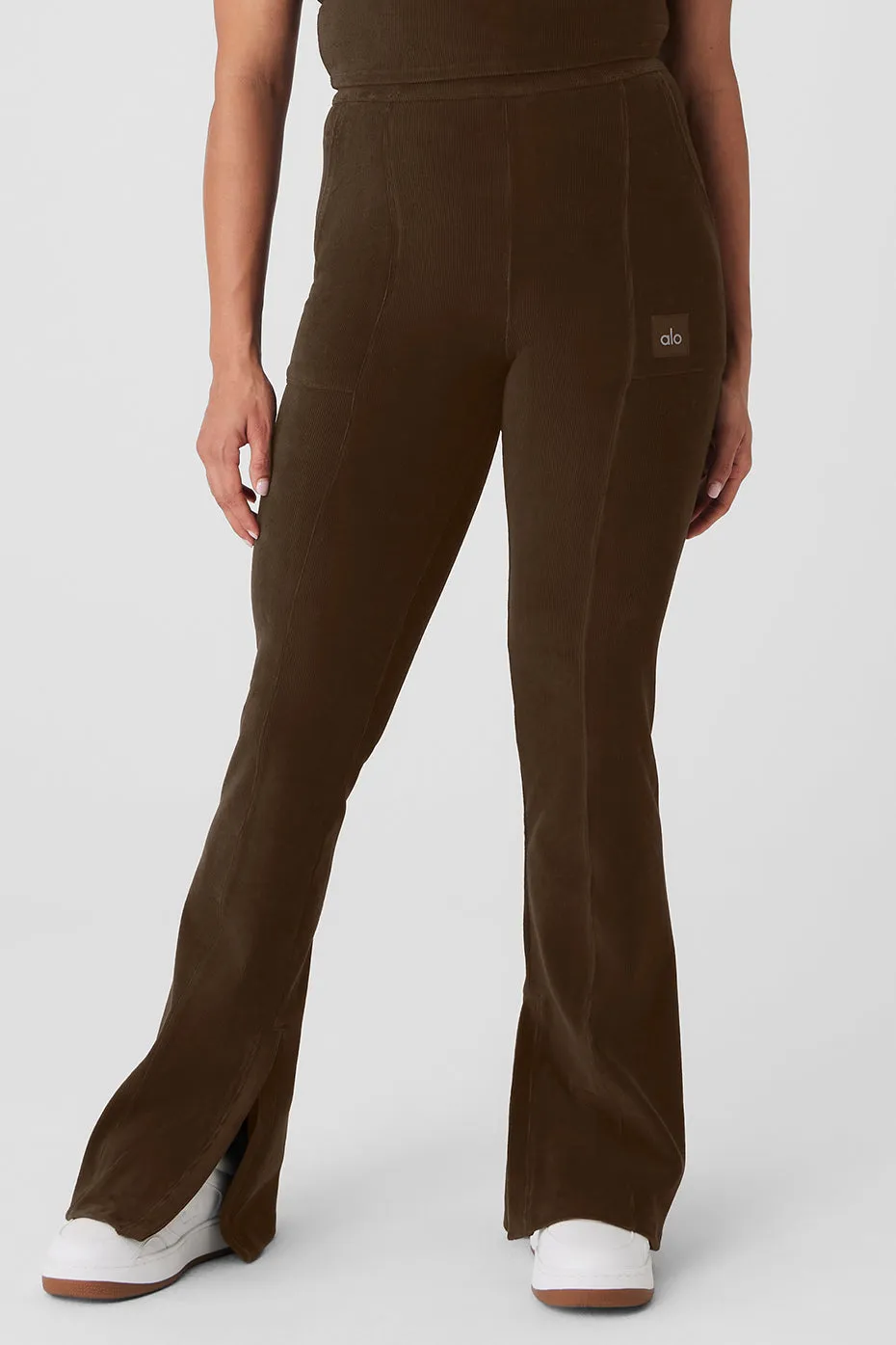 Micro Corduroy High-Waist Winter Break Flare Pant - Espresso sold by Alo Yoga product image thumbnail 5