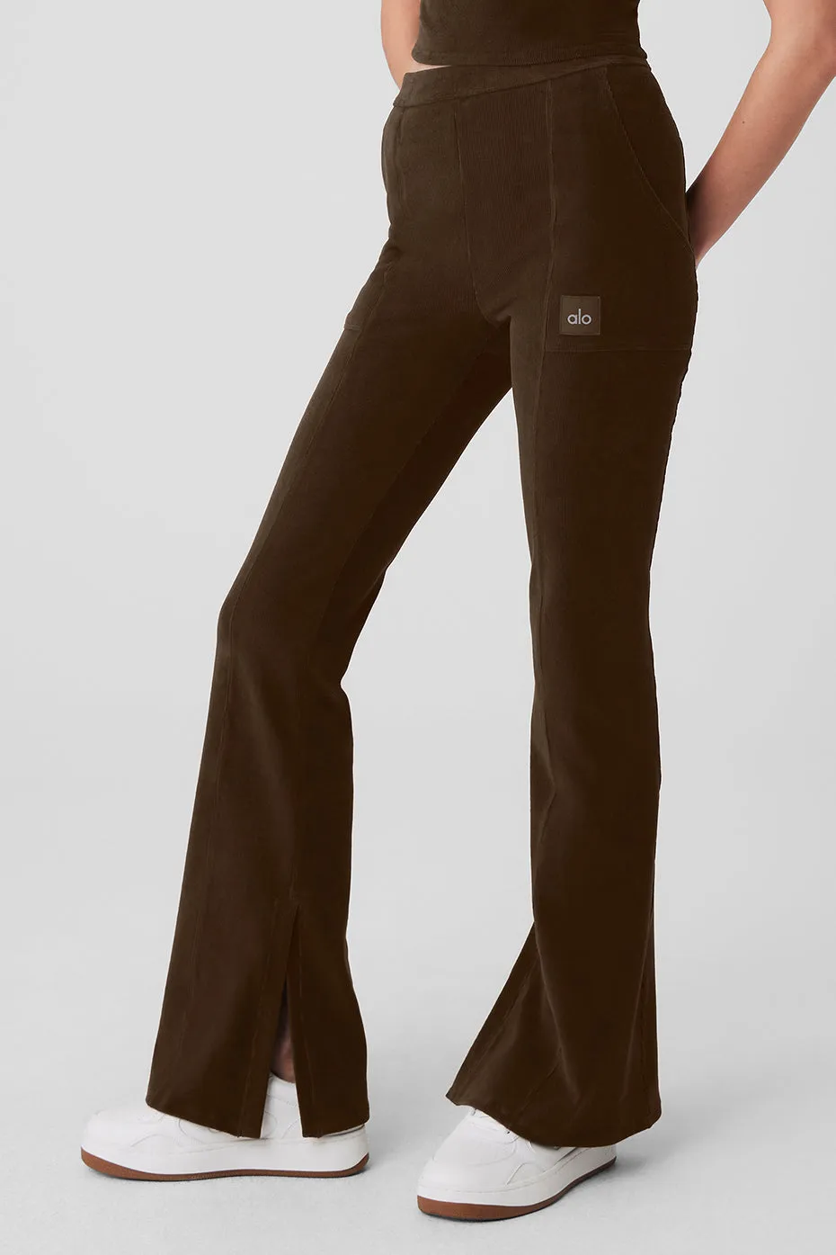 Micro Corduroy High-Waist Winter Break Flare Pant - Espresso sold by Alo Yoga product image thumbnail 3