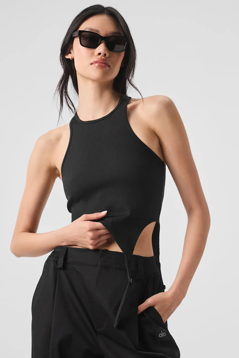 Alosoft Ribbed Revelation Tank - Black sold by Alo Yoga