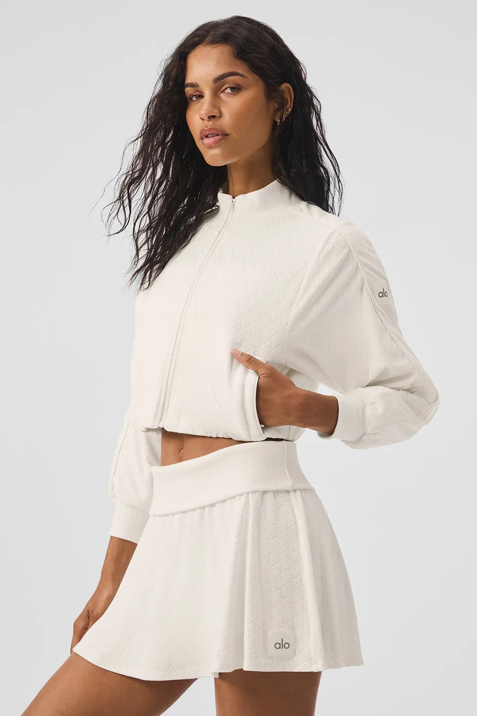 Cropped Doubles Only Full Zip Jacket - Ivory sold by Alo Yoga product image thumbnail 4