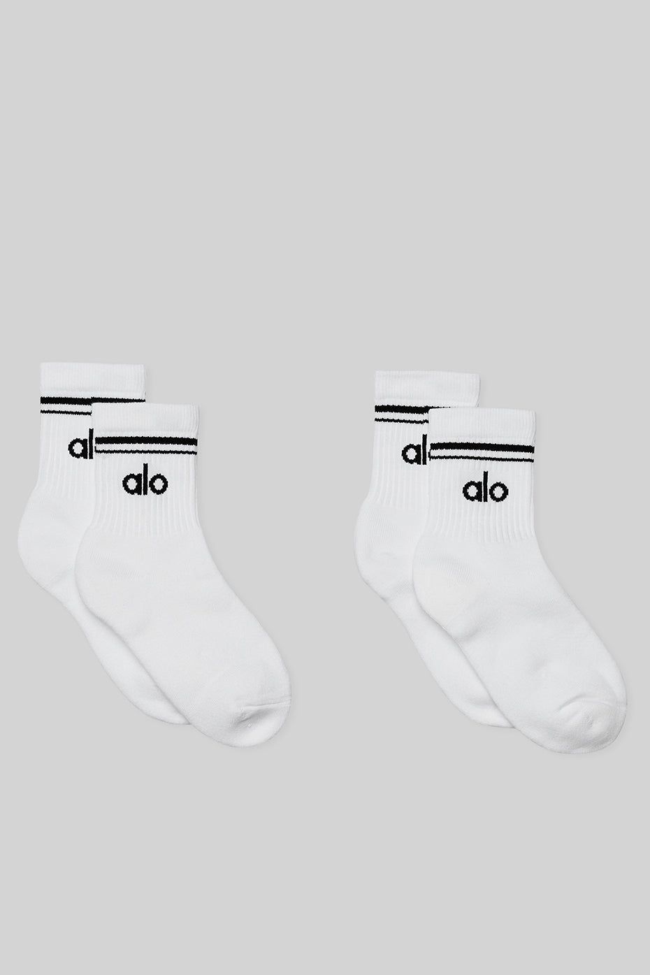 Unisex Half-Crew Throwback Sock (2 Pack) - White/Black sold by Alo Yoga
