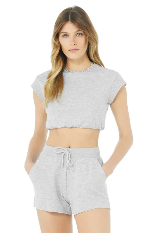 Dreamy Crop Short Sleeve - Athletic Heather Grey sold by Alo Yoga