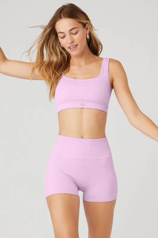 Seamless Cable Knit Bra - Sugarplum Pink sold by Alo Yoga