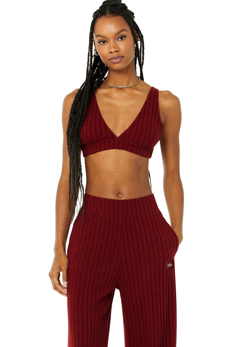 Ribbed Take Comfort Bra - Cranberry sold by Alo Yoga