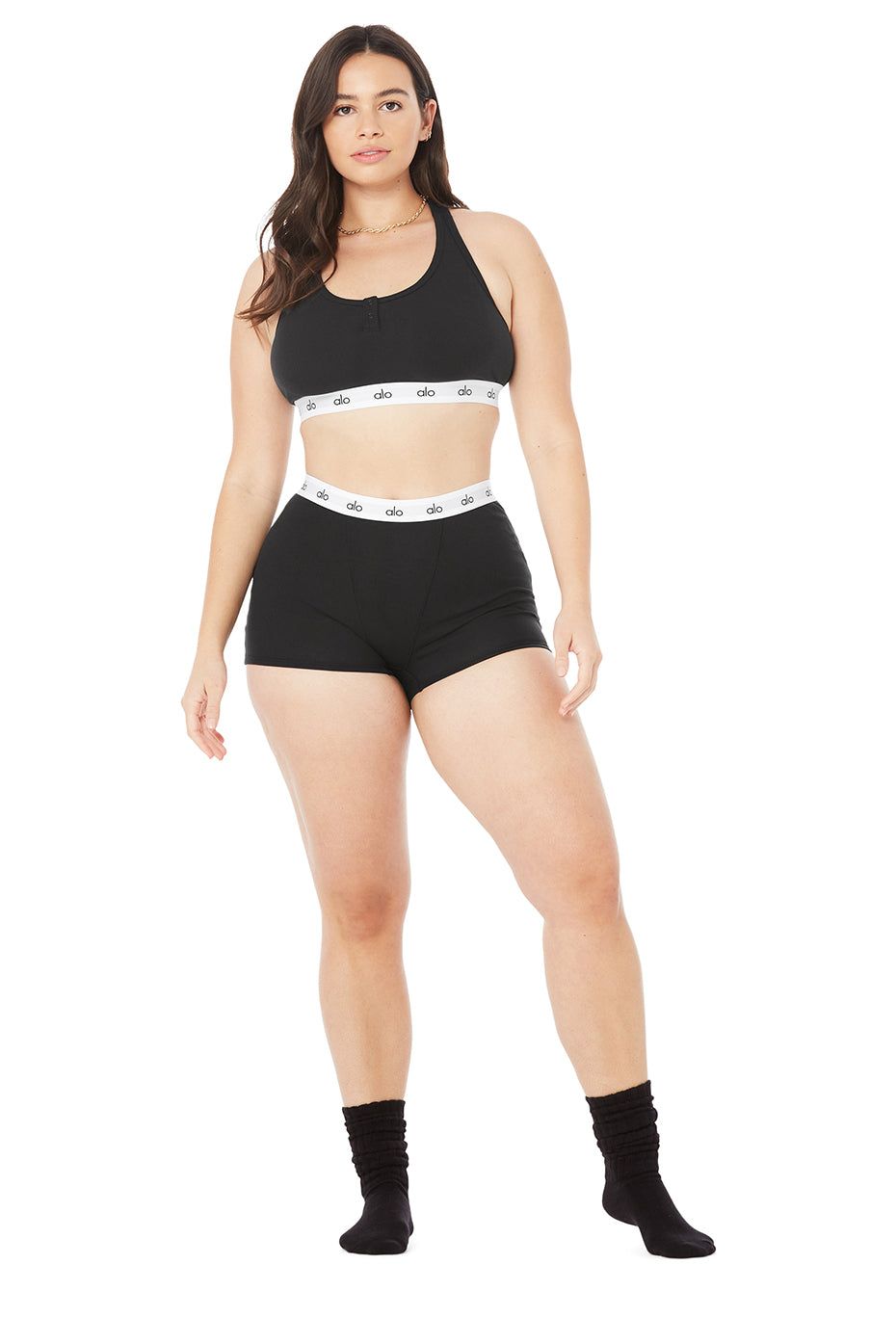 Icon Ribbed Henley Bra & Icon Ribbed Boyshort Set sold by Alo Yoga product image thumbnail 34