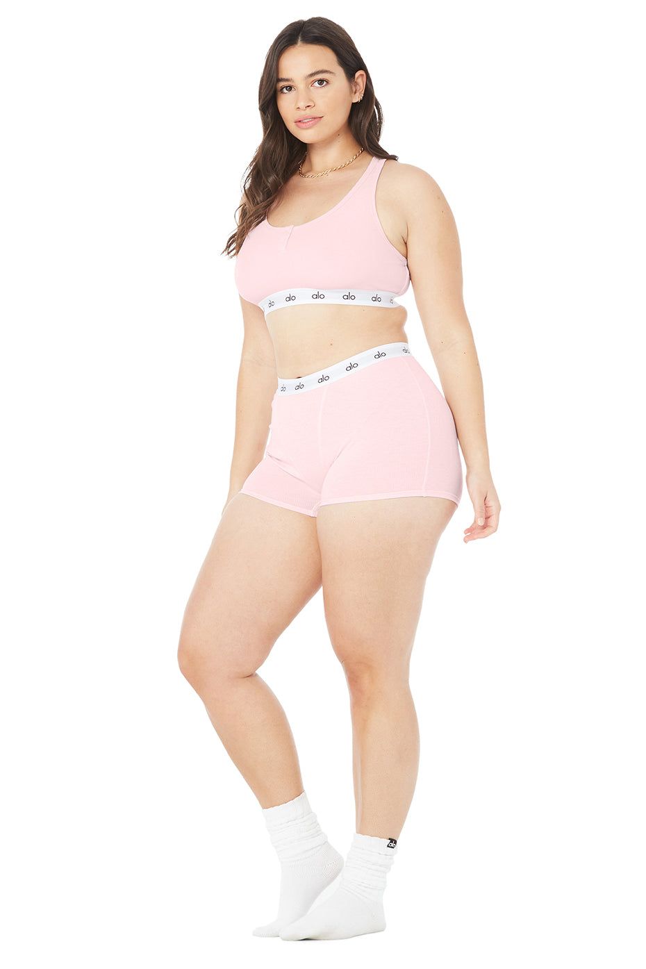 ブラジャー [Alo Yoga] Icon Ribbed Henley Bra Alo Yoga - Icon Ribbed Henley Bra - Powder Blue