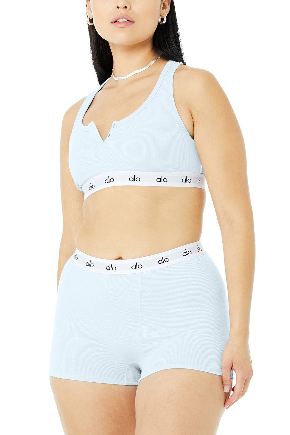 Icon Ribbed Henley Bra & Icon Ribbed Boyshort Set sold by Alo Yoga product image thumbnail 19
