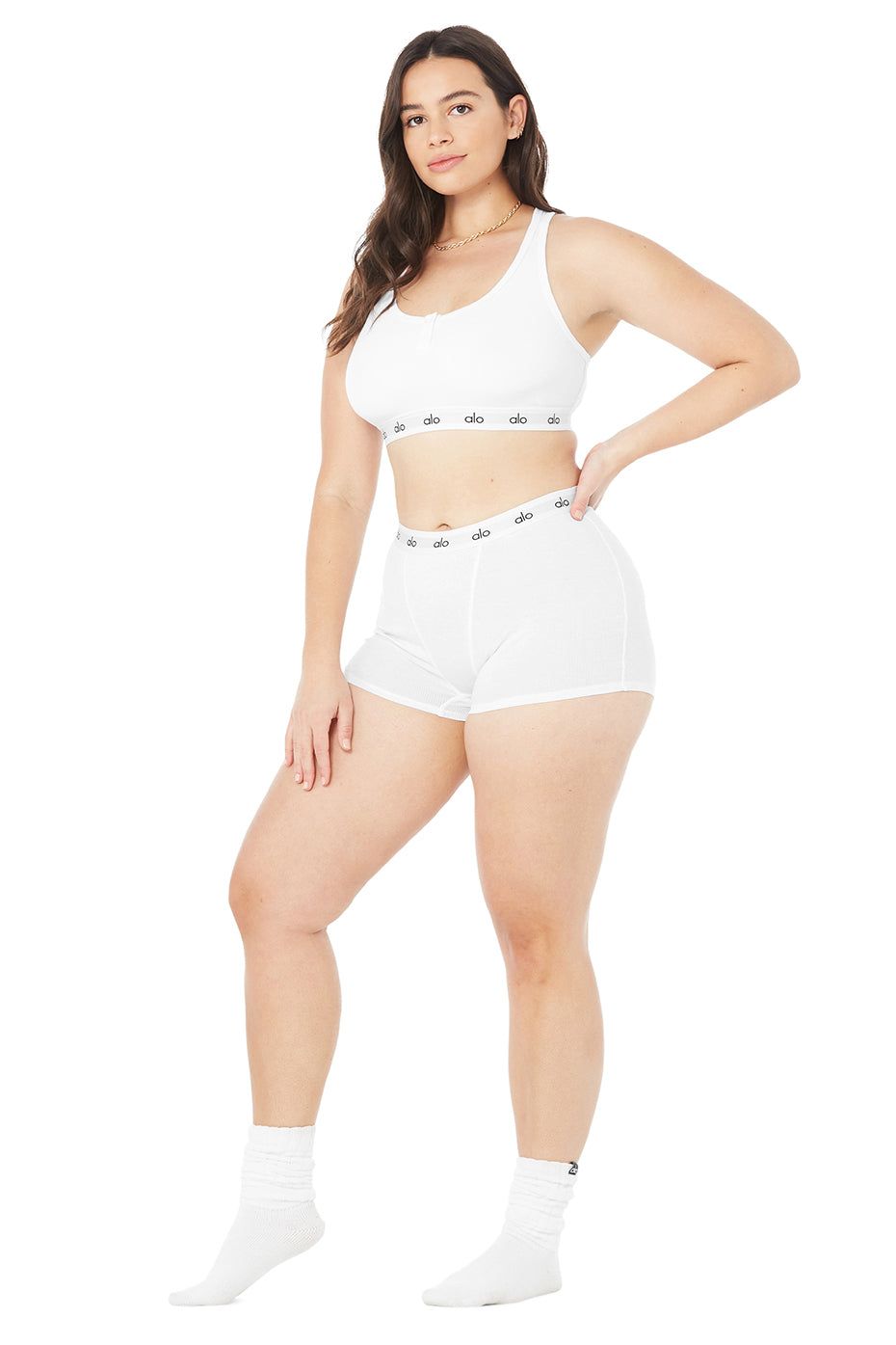Icon Ribbed Henley Bra & Icon Ribbed Boyshort Set sold by Alo Yoga product image thumbnail 46