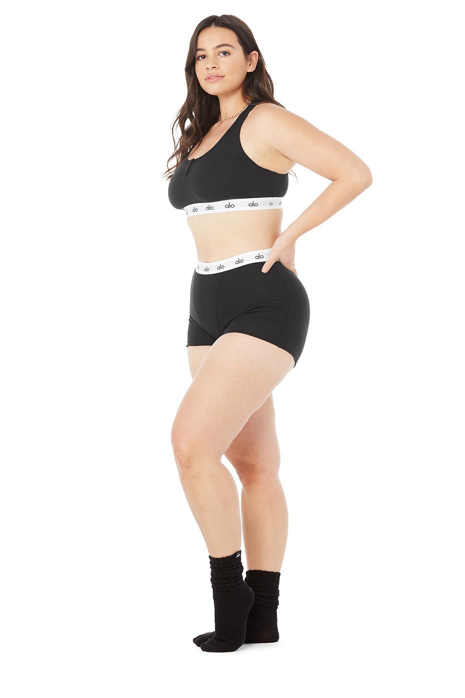 Icon Ribbed Henley Bra & Icon Ribbed Boyshort Set sold by Alo Yoga product image thumbnail 36
