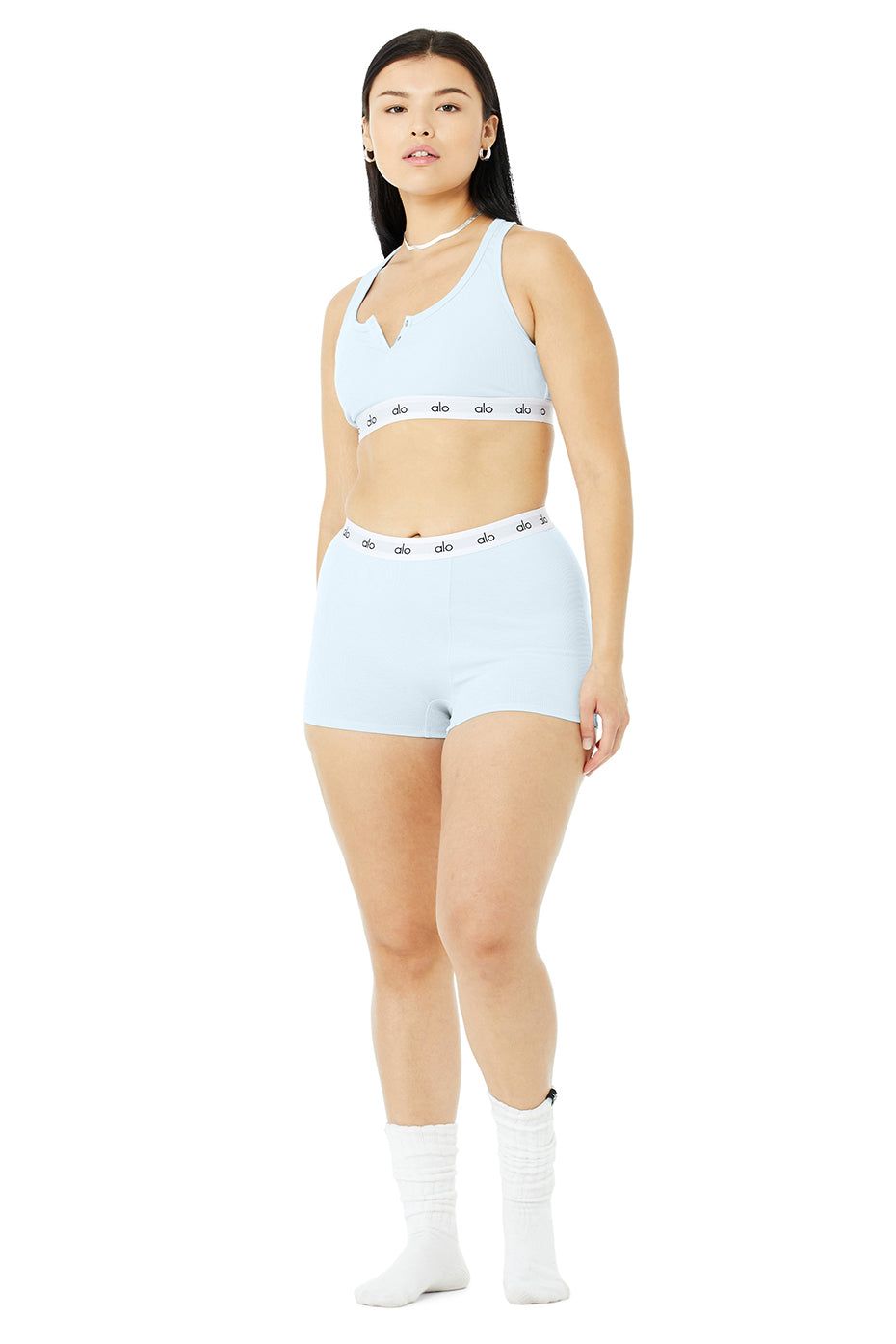 Icon Ribbed Henley Bra & Icon Ribbed Boyshort Set sold by Alo Yoga product image thumbnail 16