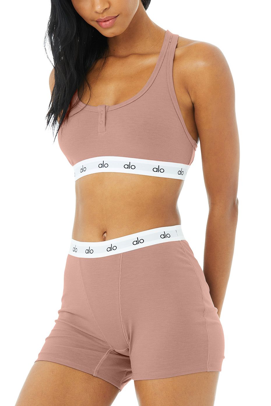 Icon Ribbed Henley Bra & Icon Ribbed Boyshort Set sold by Alo Yoga product image thumbnail 4