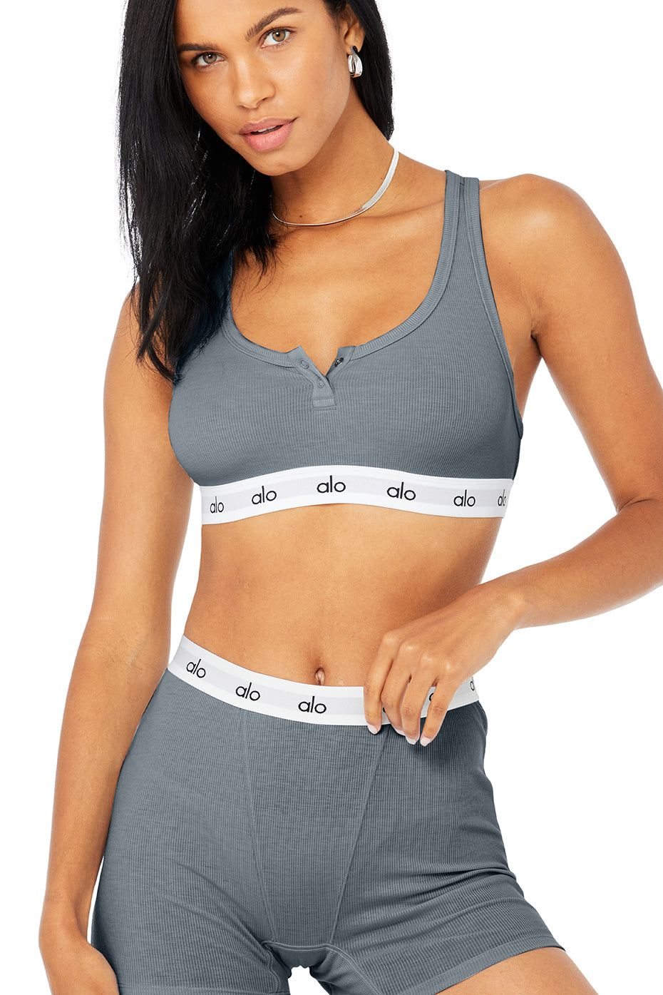 Icon Ribbed Henley Bra & Icon Ribbed Boyshort Set sold by Alo Yoga product image thumbnail 24