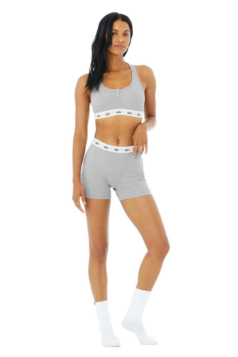 Icon Ribbed Henley Bra & Icon Ribbed Boyshort Set sold by Alo Yoga product image thumbnail 9
