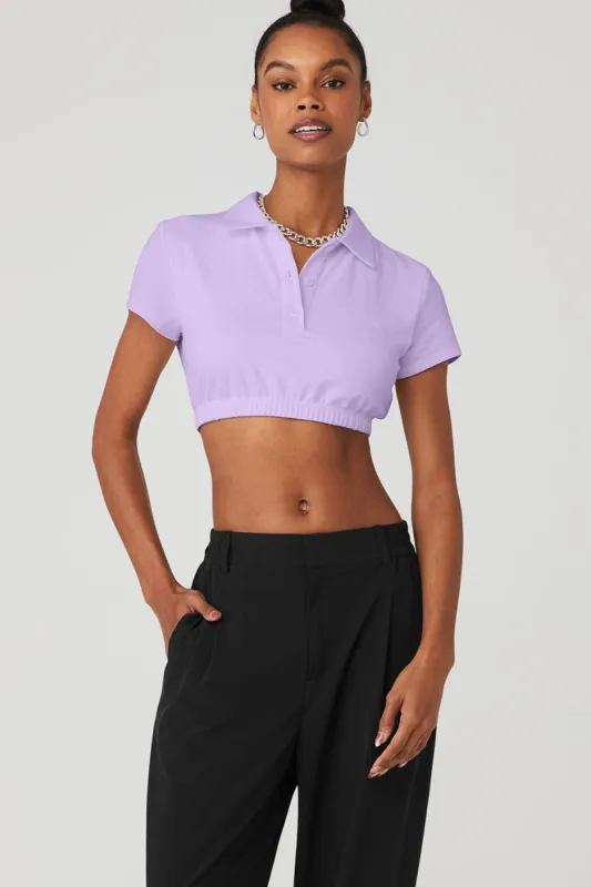 フィットネストップス [Alo Yoga] Cropped Prestige Polo Cropped Prestige Polo - Lettuce | Alo Yoga