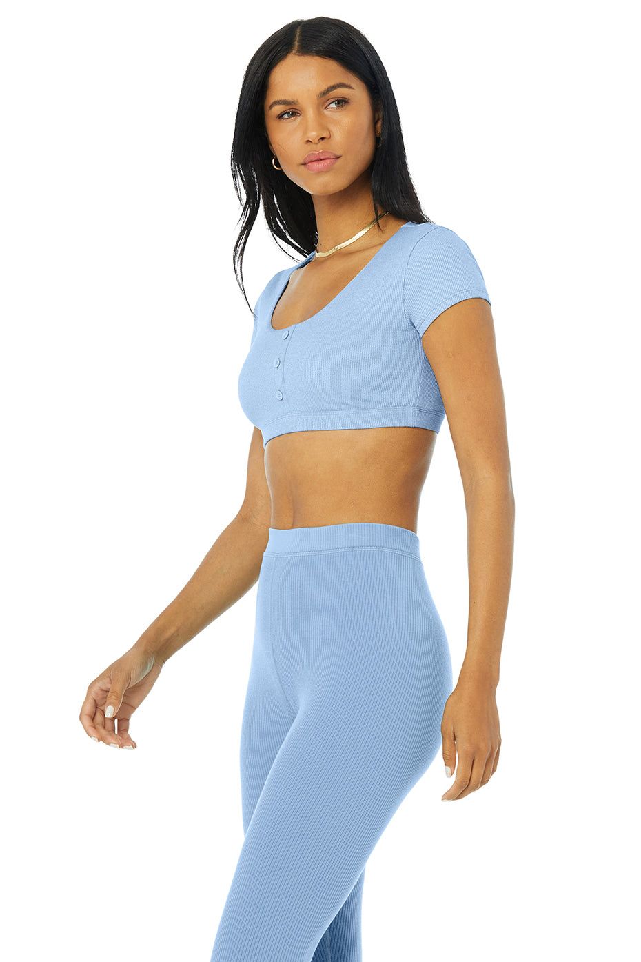 Blissful Henley Bra Top - Blue Skies sold by Alo Yoga product image thumbnail 3
