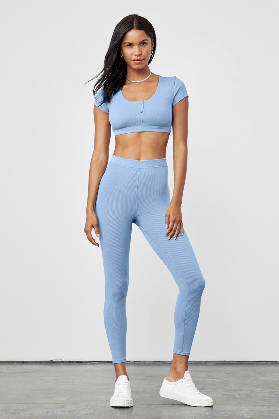 Blissful Henley Bra Top - Blue Skies sold by Alo Yoga product image thumbnail 5