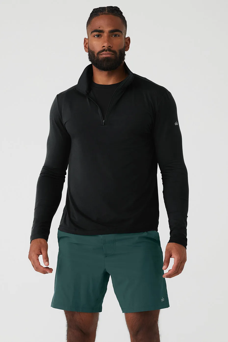 Conquer 1/4 Zip Reform Long Sleeve - Black sold by Alo Yoga