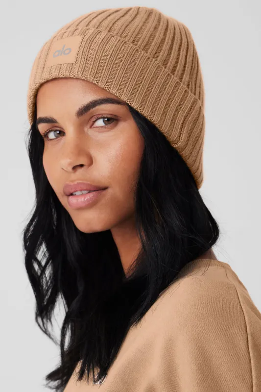 Cashmere Blend Rib Beanie - Toasted Almond sold by Alo Yoga