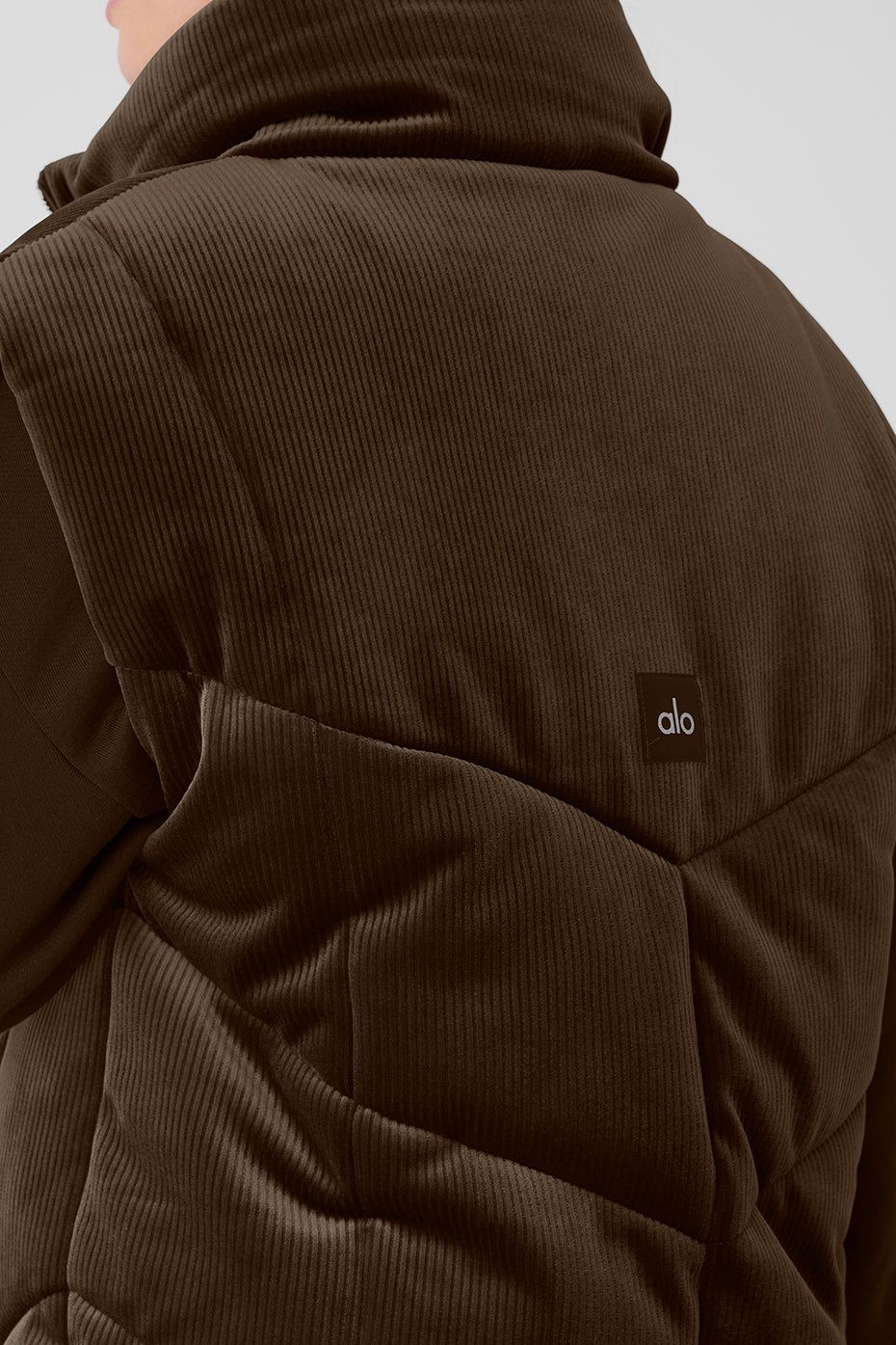 Ribbed Velour Mountain Side Puffer Vest - Espresso sold by Alo Yoga product image thumbnail 3