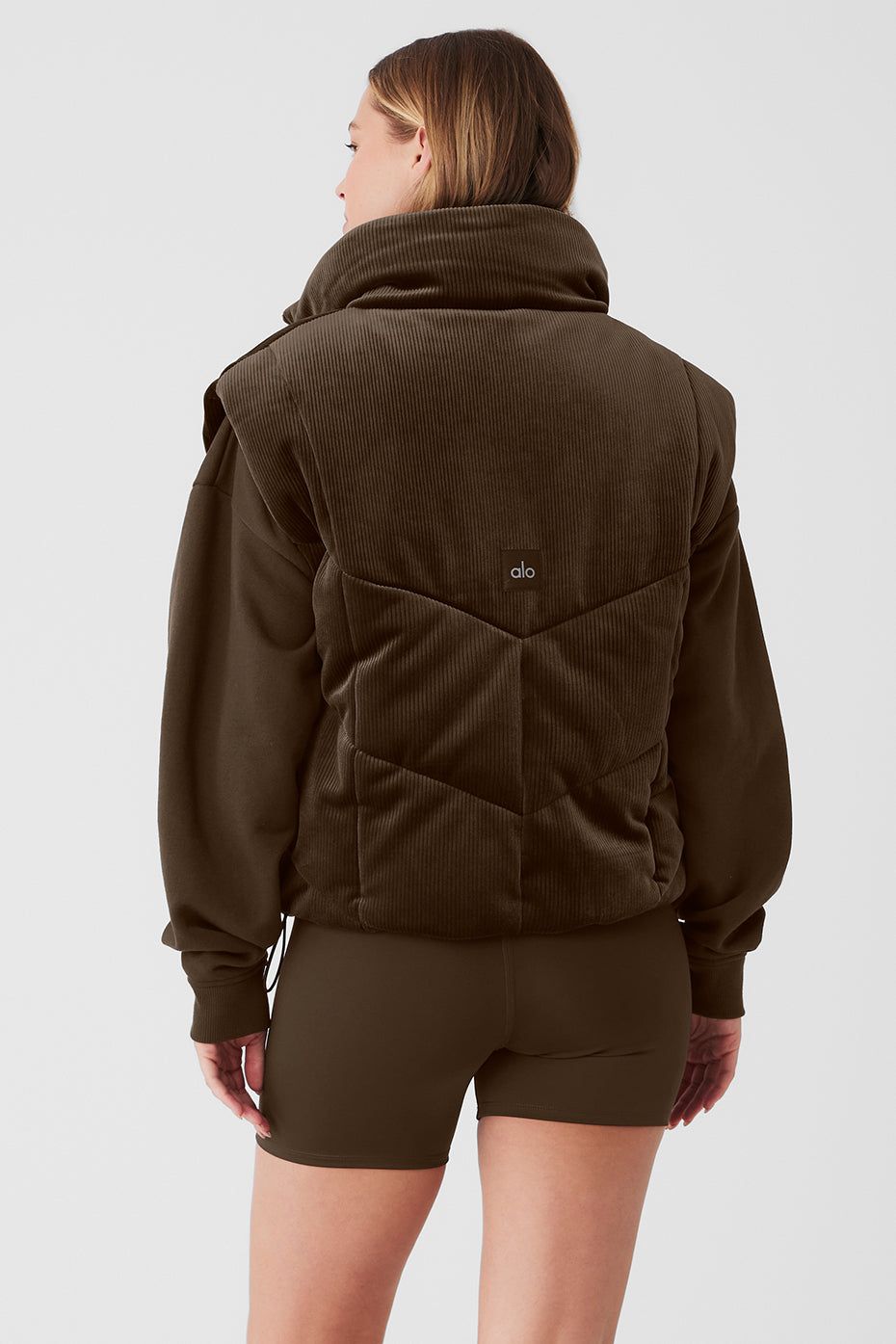 Ribbed Velour Mountain Side Puffer Vest - Espresso sold by Alo Yoga product image thumbnail 5