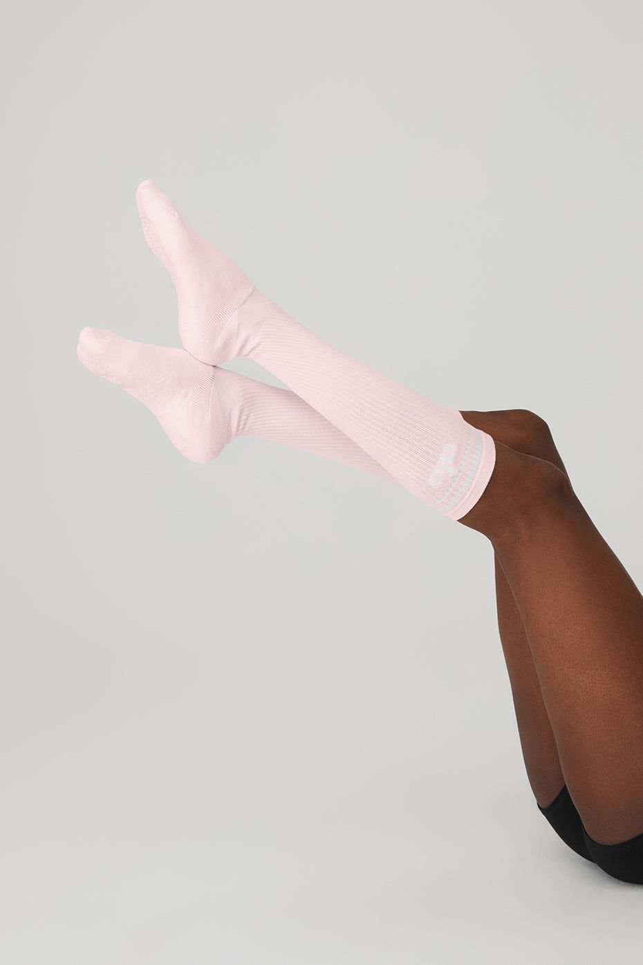 Women's Knee-High Throwback Barre Sock - Powder Pink/White sold by Alo Yoga product image thumbnail 4