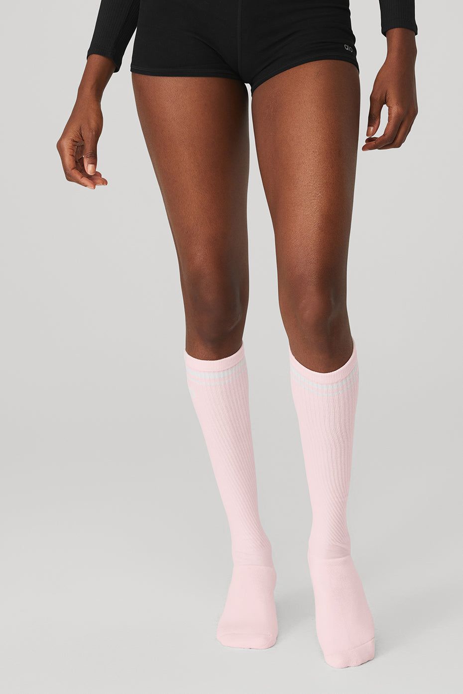 Women's Knee-High Throwback Barre Sock - Powder Pink/White sold by Alo Yoga product image thumbnail 2