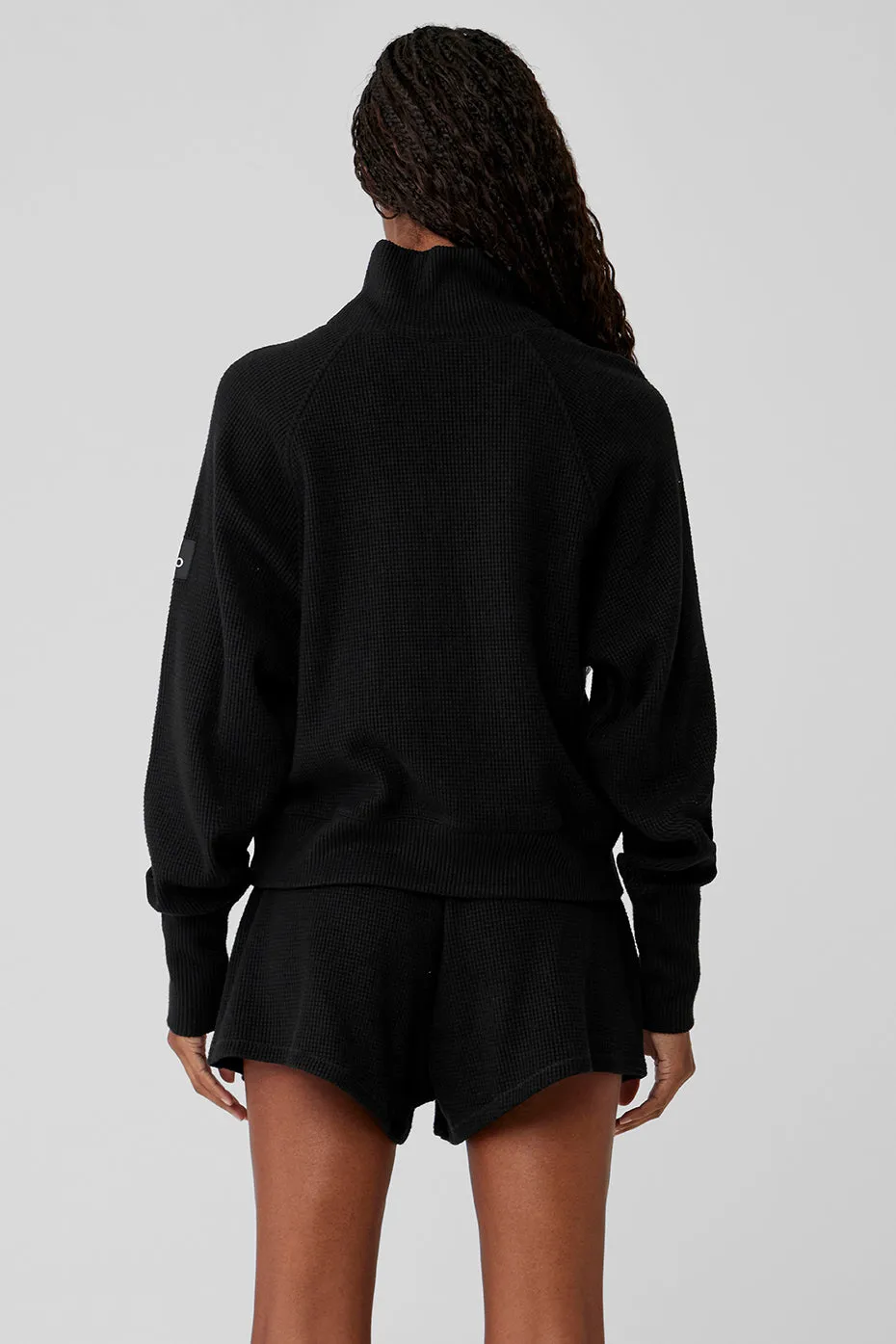 Waffle Weekend Escape Mock Neck Long Sleeve - Black sold by Alo Yoga product image thumbnail 3