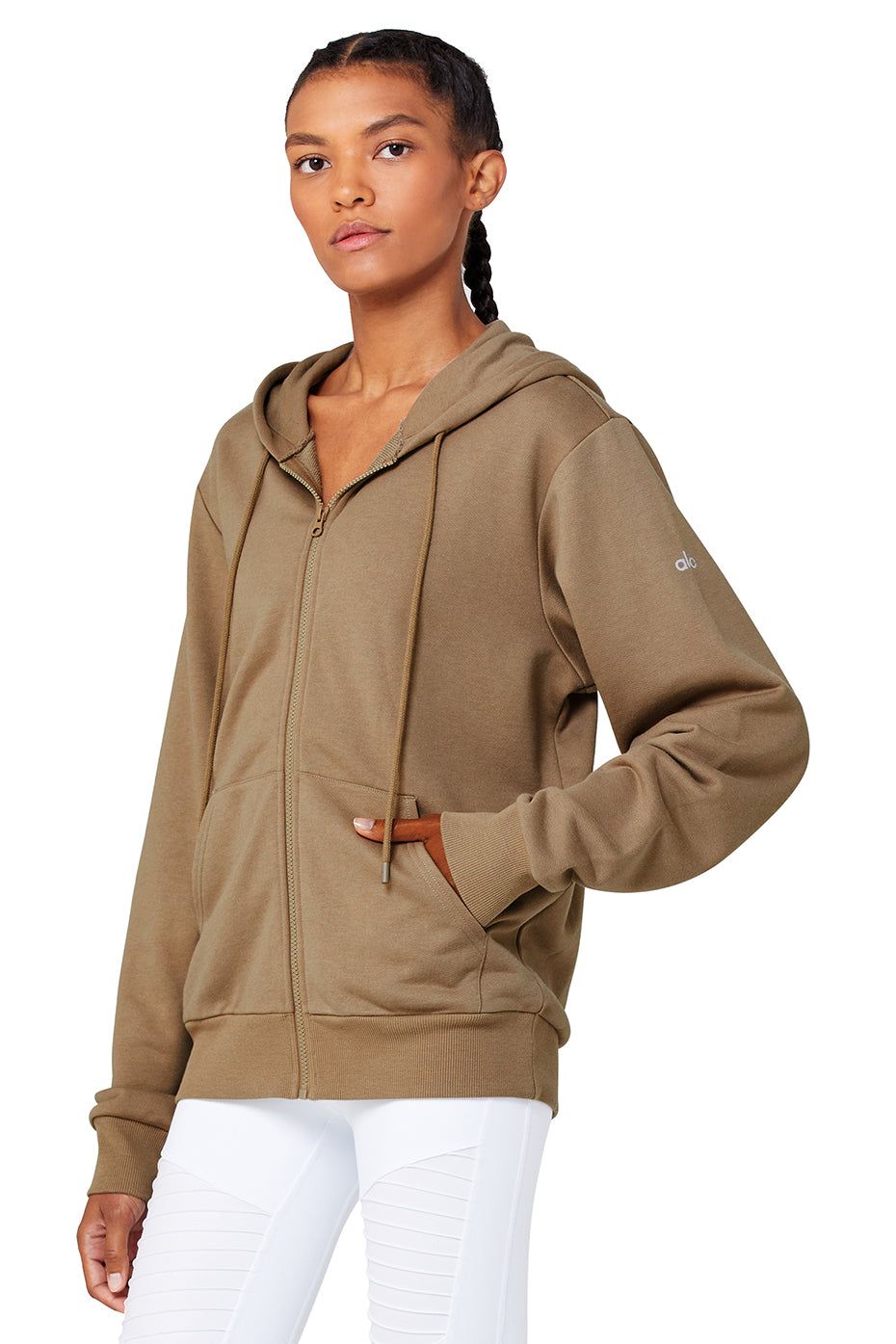 Caliber Zip Hoodie - Gravel/White sold by Alo Yoga product image thumbnail 3