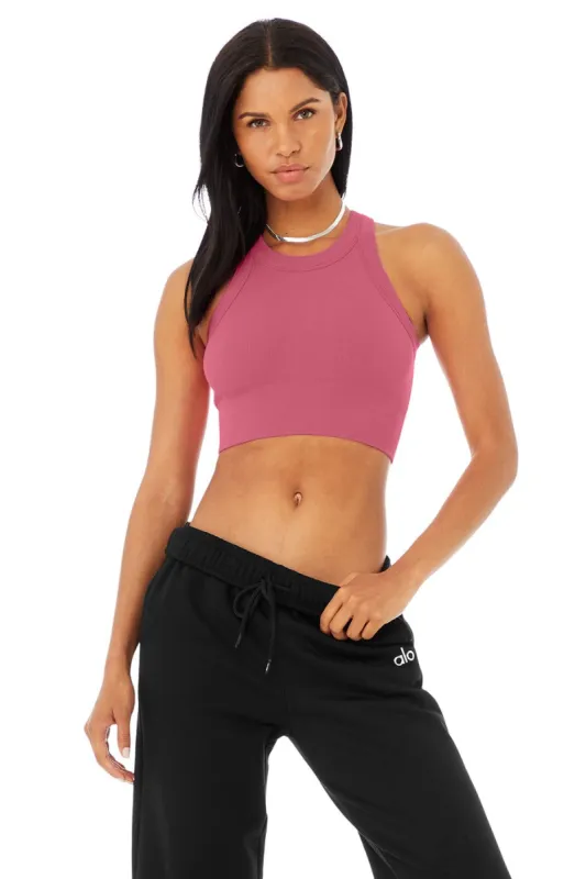 Seamless Delight High Neck Bra - Raspberry Sorbet sold by Alo Yoga