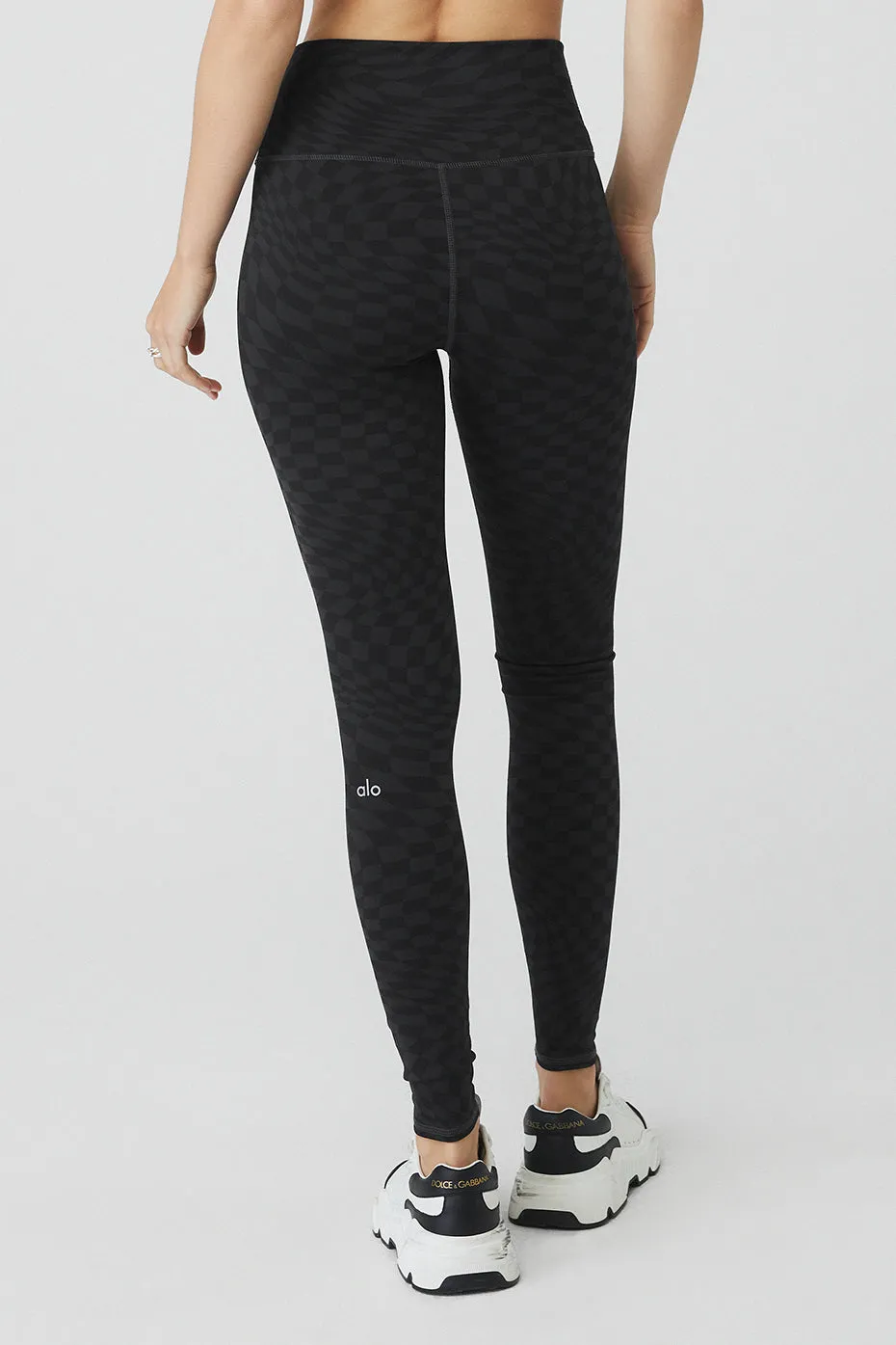 Jacquard High-Waist Checkered Legging - Black/Anthracite sold by Alo Yoga product image thumbnail 3