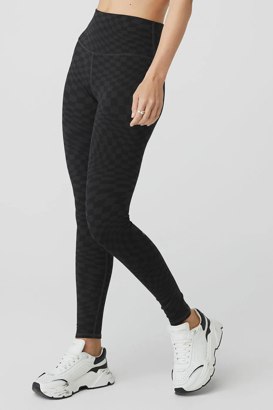 Jacquard High-Waist Checkered Legging - Black/Anthracite sold by Alo Yoga product image thumbnail 2