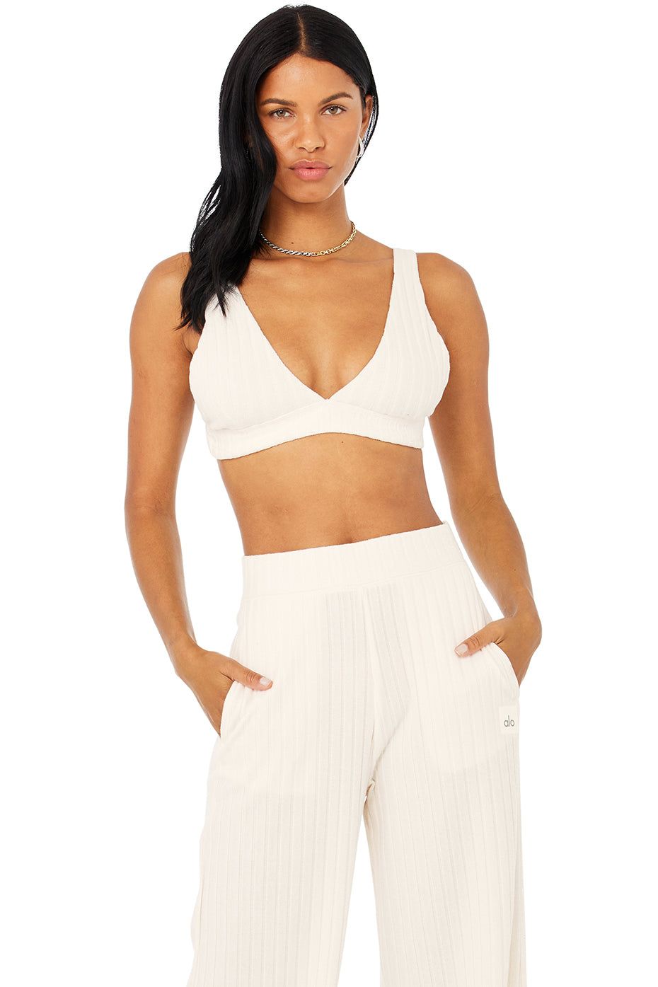 Ribbed Take Comfort Bra - Ivory sold by Alo Yoga