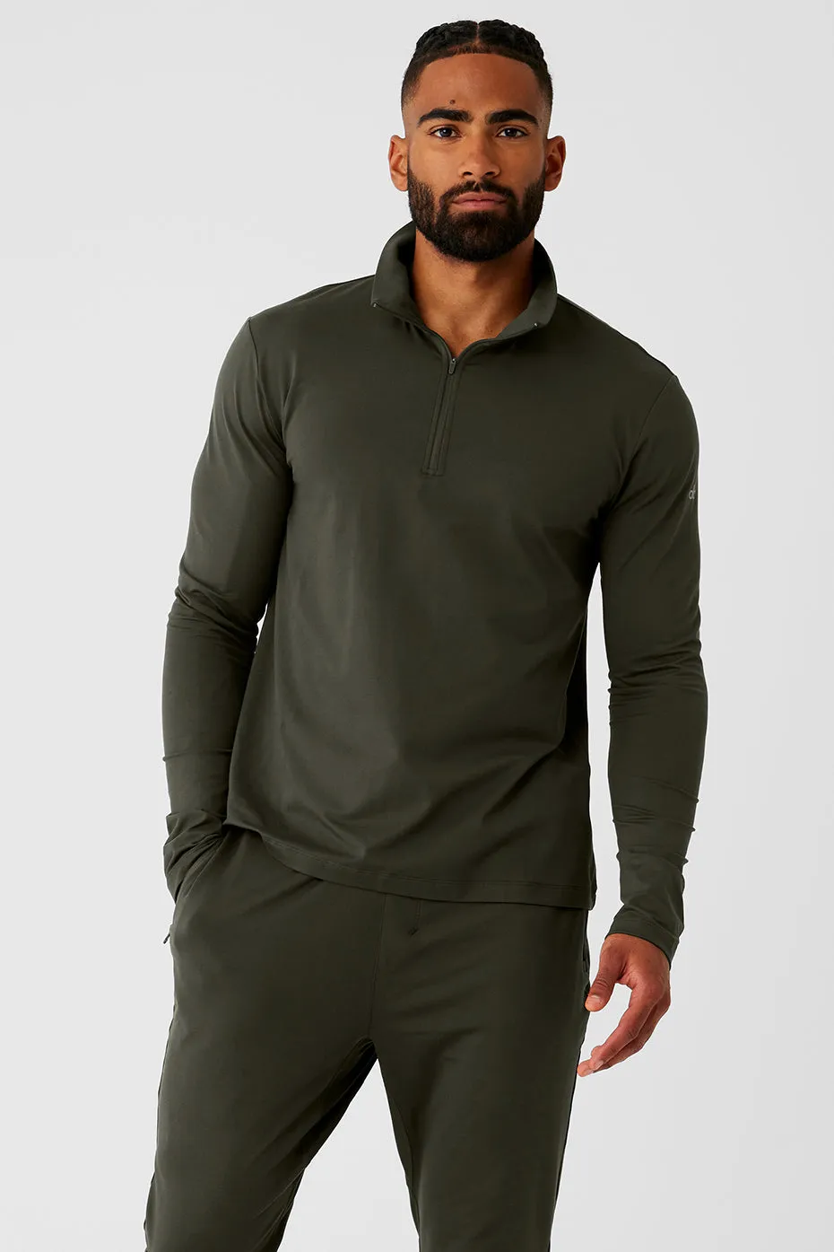 Conquer 1/4 Zip Reform Long Sleeve - Stealth Green | Parallel