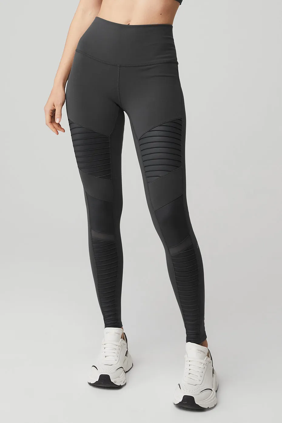 High-Waist Moto Legging - Anthracite/Anthracite Glossy sold by Alo Yoga