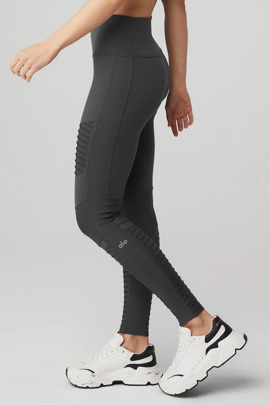 High-Waist Moto Legging - Anthracite/Anthracite Glossy sold by Alo Yoga product image thumbnail 3