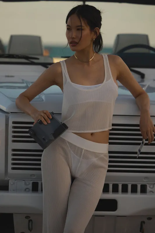 Striped Mesh Tropical Nights Tank - Ivory sold by Alo Yoga