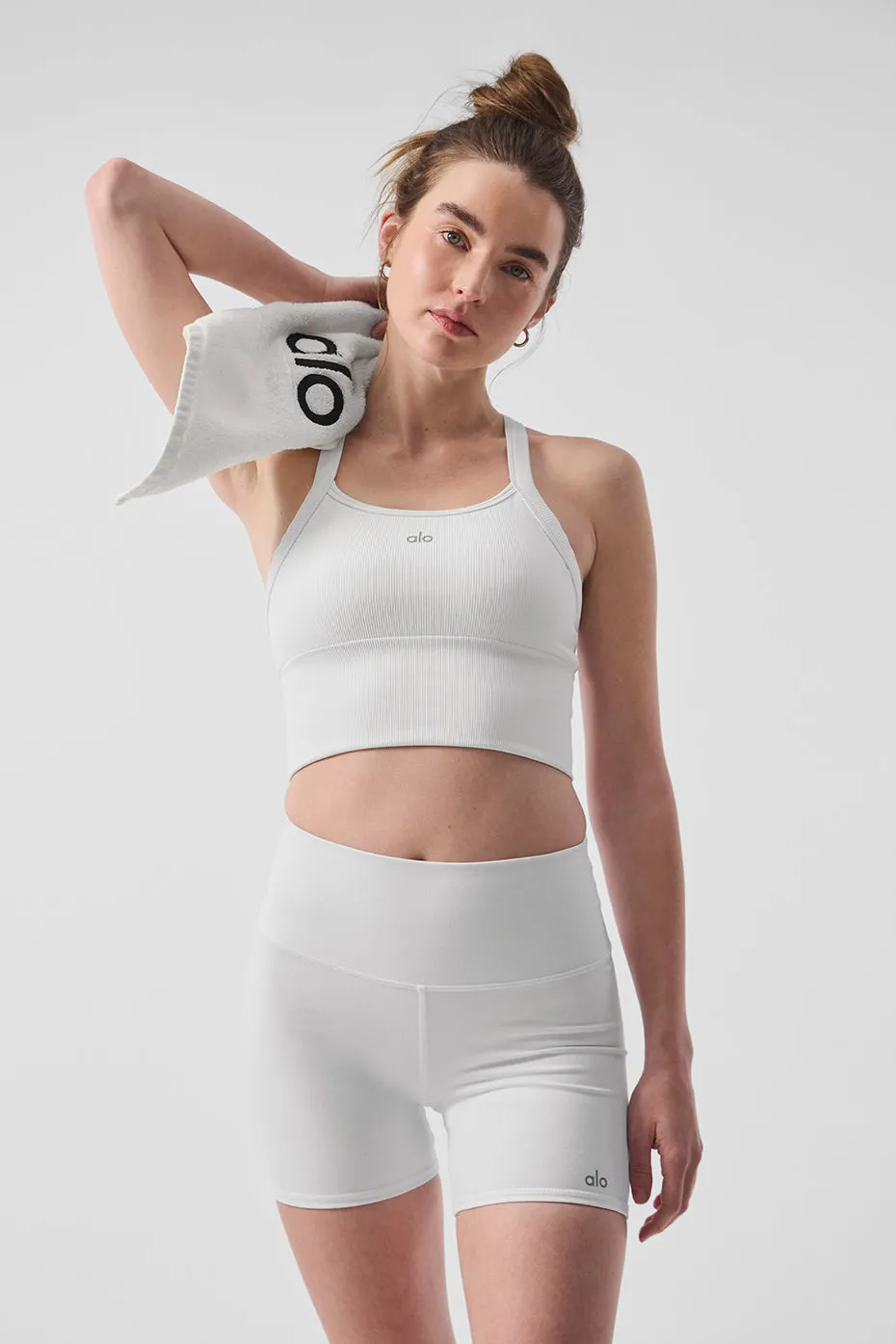 Seamless Ribbed Favorite Bra Tank - White sold by Alo Yoga product image thumbnail 3