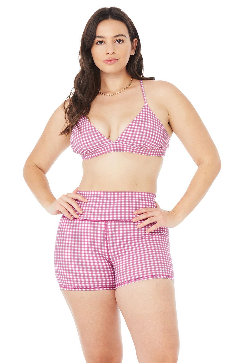 Vapor Splendor Gingham Bra - Raspberry Sorbet sold by Alo Yoga product image thumbnail 5