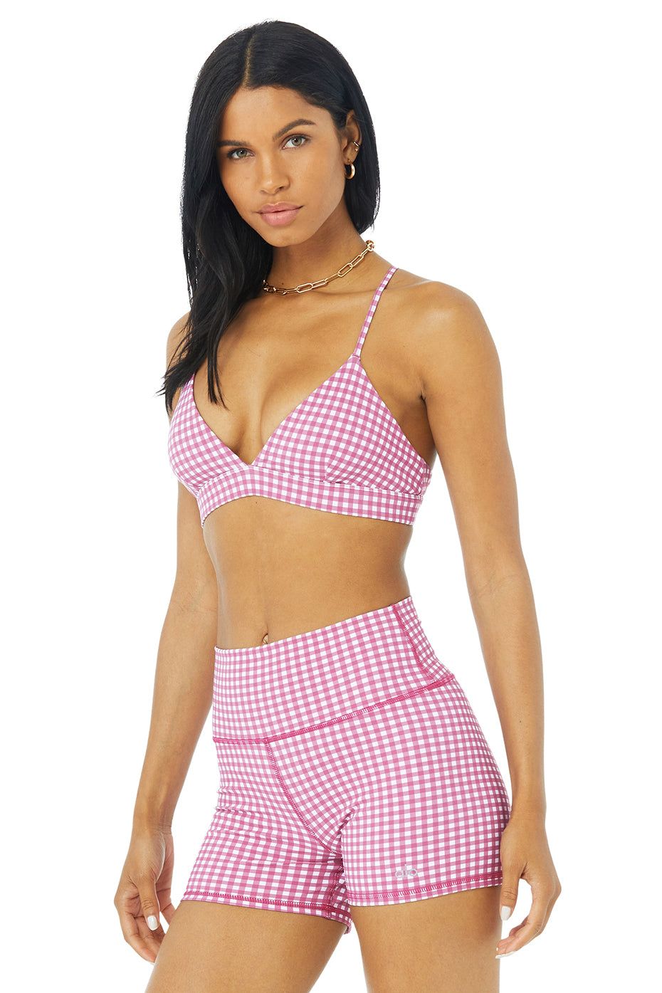 Vapor Splendor Gingham Bra - Raspberry Sorbet sold by Alo Yoga product image thumbnail 2