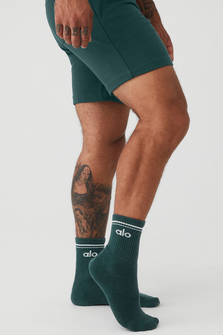 Unisex Half-Crew Throwback Sock - Midnight Green/White sold by Alo Yoga product image thumbnail 6