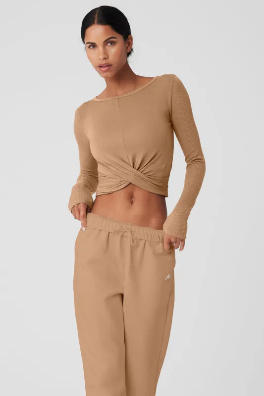 Cover Long Sleeve Top - Toasted Almond sold by Alo Yoga