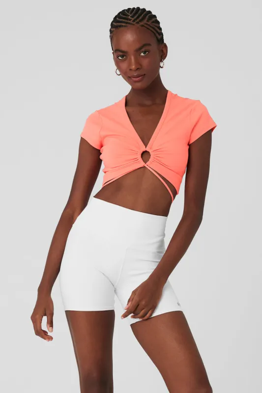 Airbrush Criss Cross Short Sleeve - Candy Orange made by Alo Yoga